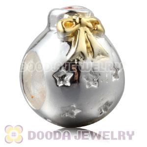 Gold Plated Sterling Silver Christmas Ball Beads With Orange Stone