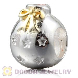 Gold Plated Sterling Silver Christmas Ball Beads With Orange Stone