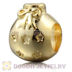 Gold Plated Sterling Silver Christmas Ball Beads With Clear Stone