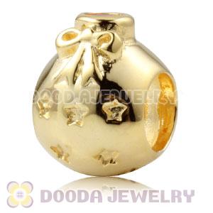 Gold Plated Sterling Silver Christmas Ball Beads With Orange Stone