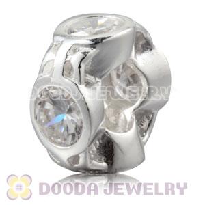 Authentic Sterling Silver Spacer Beads With Clear Stones