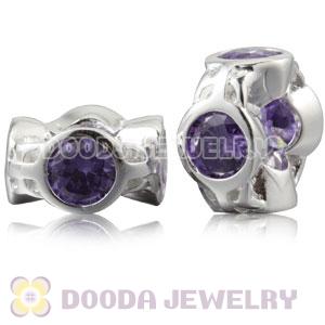 Authentic Sterling Silver Spacer Beads With Purple Stones