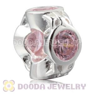 Authentic Sterling Silver Spacer Beads With Pink Stones