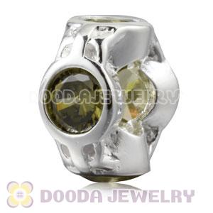 Authentic Sterling Silver Spacer Beads With Olive Stones