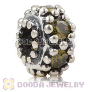 925 Sterling Silver Charm Beads With Olive Stone