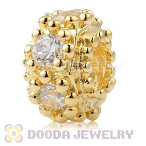 Gold Plated Sterling Silver Charm Beads With Clear Stone