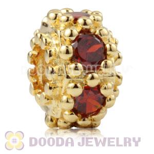 Gold Plated Sterling Silver Charm Beads With Orange Stone