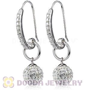 10mm Czech Crystal Ball Earrings With Sterling Silver Inlay CZ Stone Hook 
