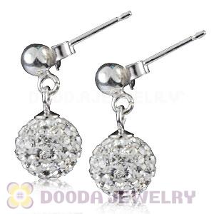 8mm Czech Crystal Ball Sterling Silver Dangle Earrings 