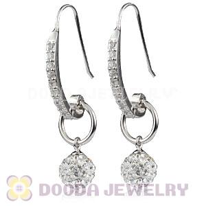 8mm Czech Crystal Ball Earrings With Sterling Silver Inlay CZ Stone Hook 