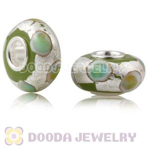 Colored Dots Silver Foil Glass Charm Beads With Sterling Silver Single Core