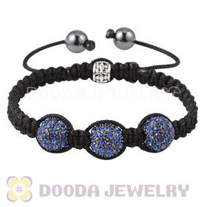 Handmade Style Blue Crystal Disco Ball Bead Macrame Bracelet Wholesale