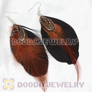 Black Tibetan Jaderic Bohemia Long Feather Earrings Wholesale