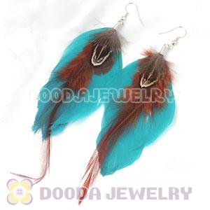 Blue Tibetan Jaderic Bohemia Long Feather Earrings Wholesale