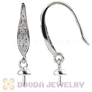 Sterling Silver Inlay CZ Stone Earring Component Findings Wholesale