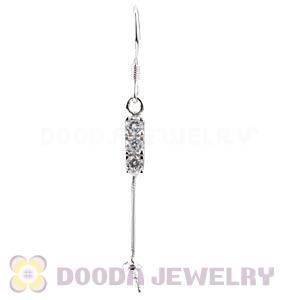 Sterling Silver Inlay CZ Stone Earring Component Findings Wholesale