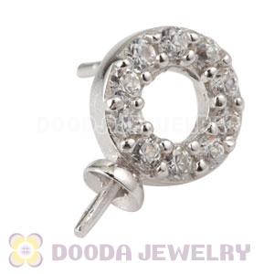 Sterling Silver Inlay CZ Stone Earring Component Findings Wholesale