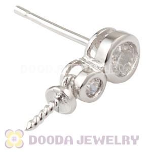 Sterling Silver Inlay CZ Stone Earring Component Findings Wholesale