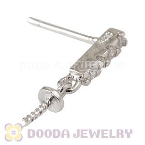 Sterling Silver Inlay CZ Stone Earring Component Findings Wholesale