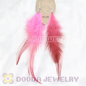 Long Pink Tibetan Jaderic Bohemia Feather Earrings Wholesale