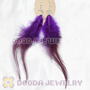 Long Purple Tibetan Jaderic Bohemia Feather Earrings Wholesale