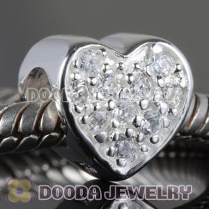 S925 Sterling Silver European Style Love Beads with Stone