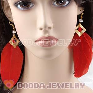 Red Long Crystal Feather Earrings Forever 21 Wholesale