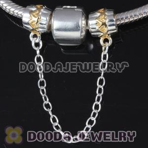 Gold Plated Love to Love Beads 925 Sterling Silver Jewelry Safety Chain 