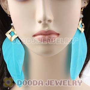 Cyan Long Crystal Feather Earrings Forever 21 Wholesale