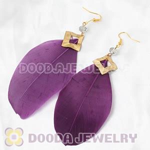 Purple Long Crystal Feather Earrings Forever 21 Wholesale