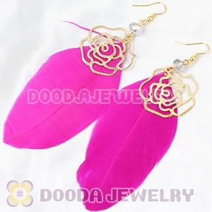 Pink Long Crystal Feather Earrings Forever 21 Wholesale