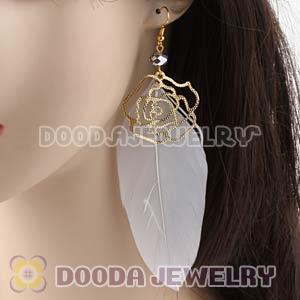 White Long Crystal Feather Earrings Forever 21 Wholesale