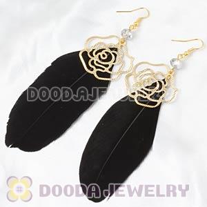 Black Long Crystal Feather Earrings Forever 21 Wholesale
