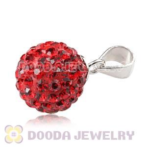 Sterling Silver 10mm Red Czech Crystal Pendants Wholesale