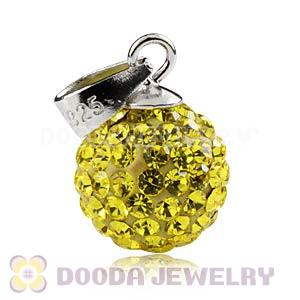 Sterling Silver 10mm Yellow Czech Crystal Pendants Wholesale