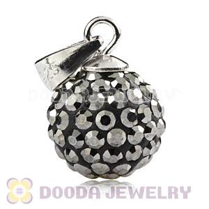 Sterling Silver 10mm Grey Czech Crystal Pendants Wholesale