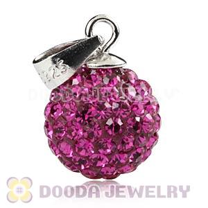 Sterling Silver 10mm Magenta Czech Crystal Pendants Wholesale