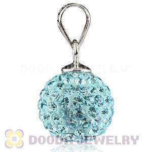 Sterling Silver 10mm Cyan Czech Crystal Pendants Wholesale