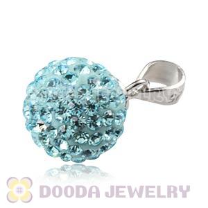 Sterling Silver 10mm Cyan Czech Crystal Pendants Wholesale