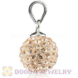 Sterling Silver 10mm Pink Czech Crystal Pendants Wholesale