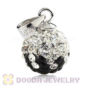 Sterling Silver 10mm Black-White  Czech Crystal Pendants Wholesale