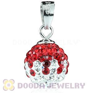 Sterling Silver 10mm Red-White  Czech Crystal Pendants Wholesale