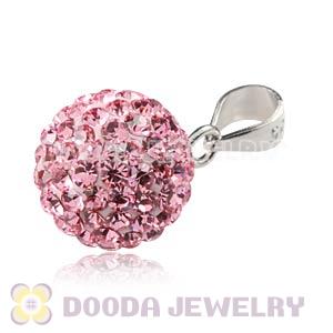 Sterling Silver 10mm Pink Czech Crystal Pendants Wholesale
