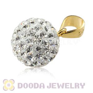 Gold Plated Silver 10mm White Czech Crystal Pendants Wholesale