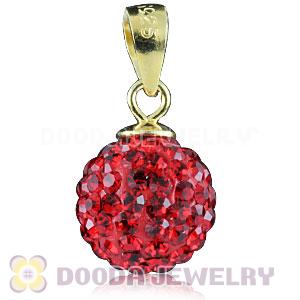 Gold Plated Silver 10mm Red Czech Crystal Pendants Wholesale