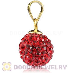 Gold Plated Silver 10mm Red Czech Crystal Pendants Wholesale