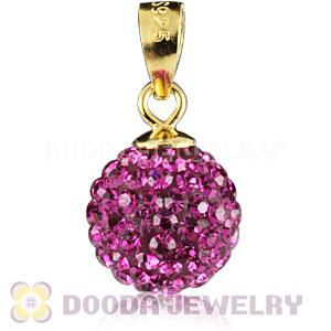 Gold Plated Silver 10mm Magenta Czech Crystal Pendants Wholesale