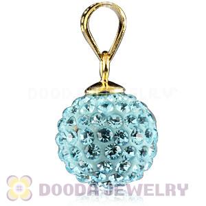 Gold Plated Silver 10mm Cyan Czech Crystal Pendants Wholesale