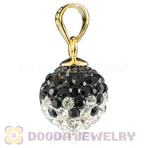 Gold Plated Silver 10mm Black-White Czech Crystal Pendants Wholesale