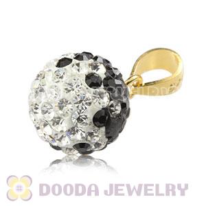 Gold Plated Silver 10mm Black-White Czech Crystal Pendants Wholesale